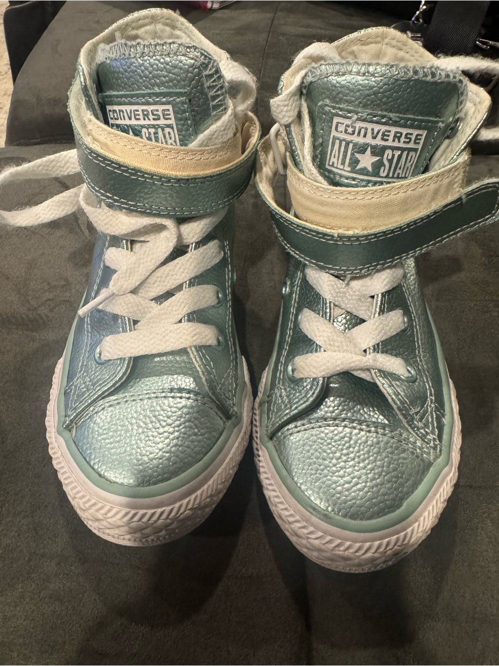 Converse Kids Metallic Teal High-Top Sneakers with Cream Strap
